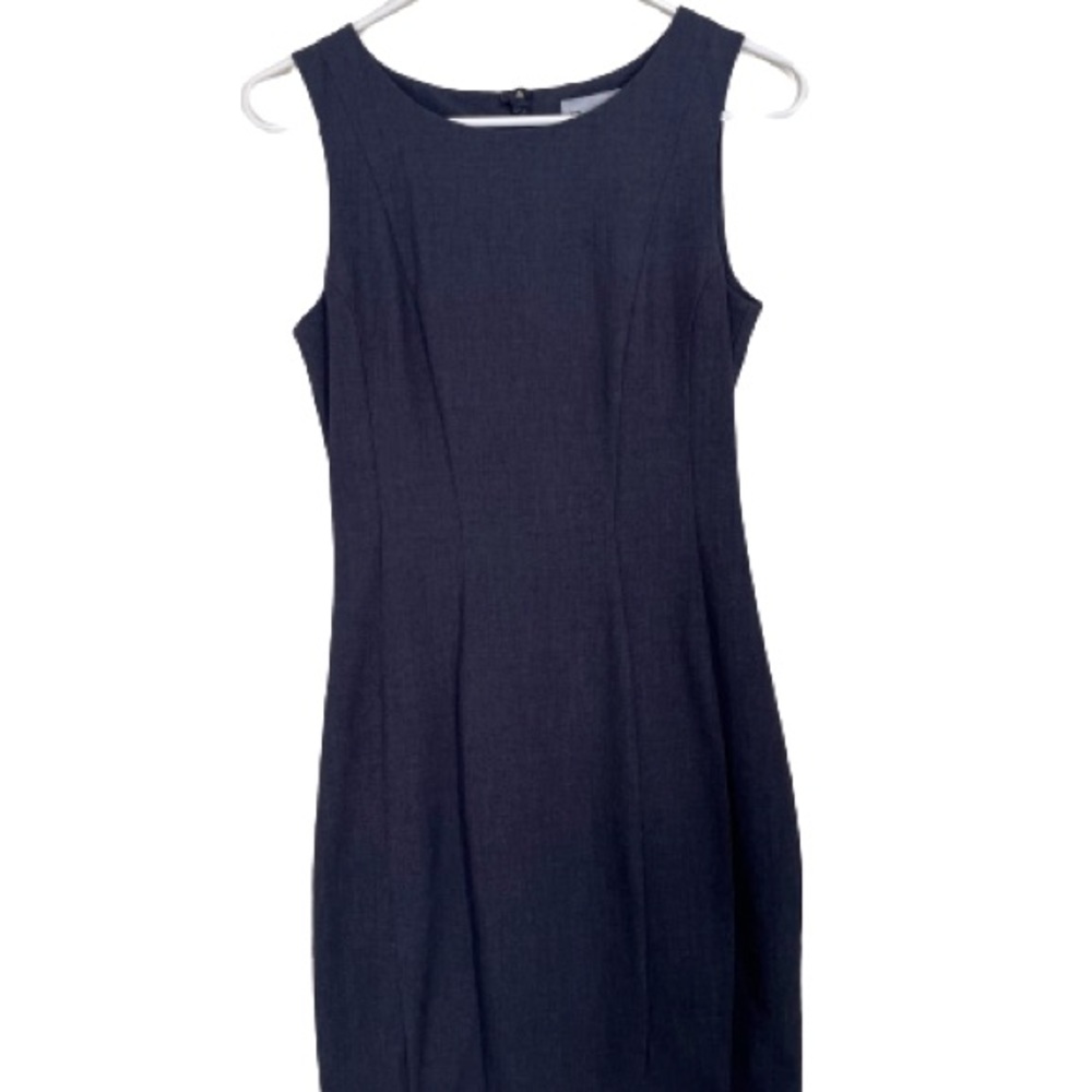 H&M GREY FITTED FORMAL PENCIL SLEEVELESS WORK DRESS SIZE 4